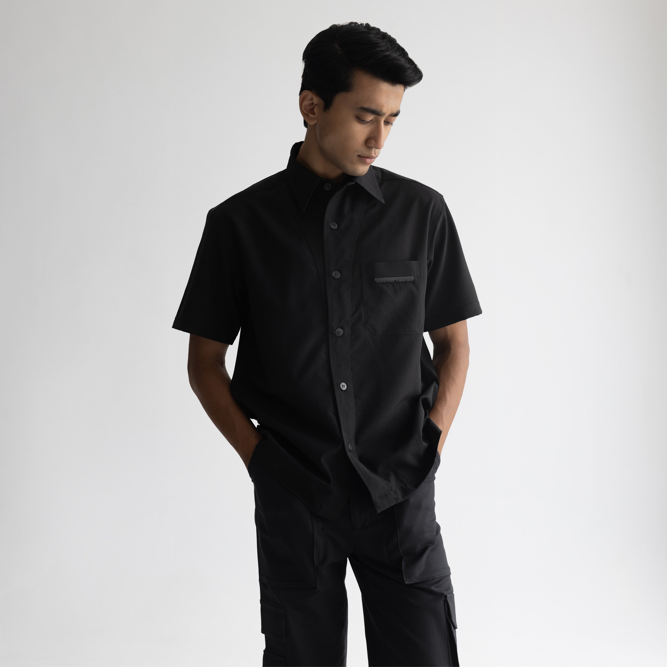 CRINKLE SHIRT - JET BLACK