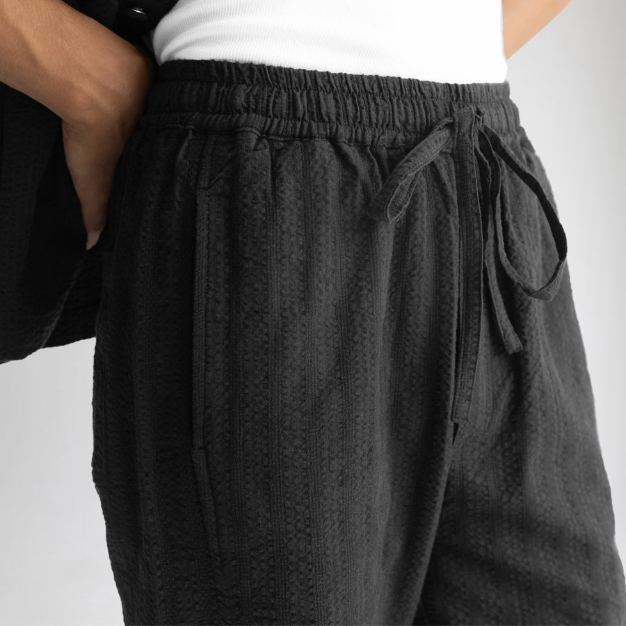 SEER SUCKER PYJAMA - BLACK