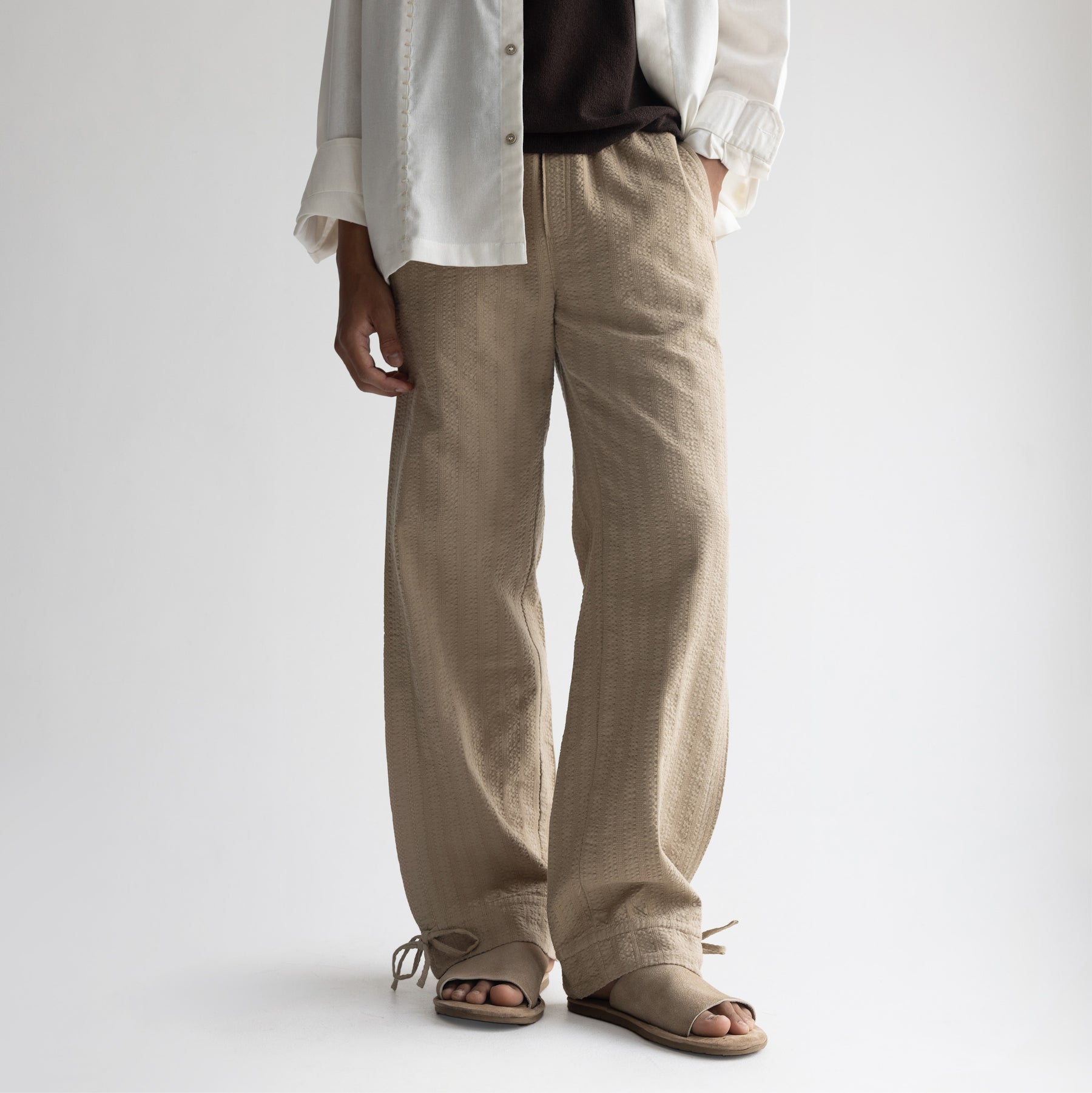 SEER SUCKER PYJAMA - KHAKI