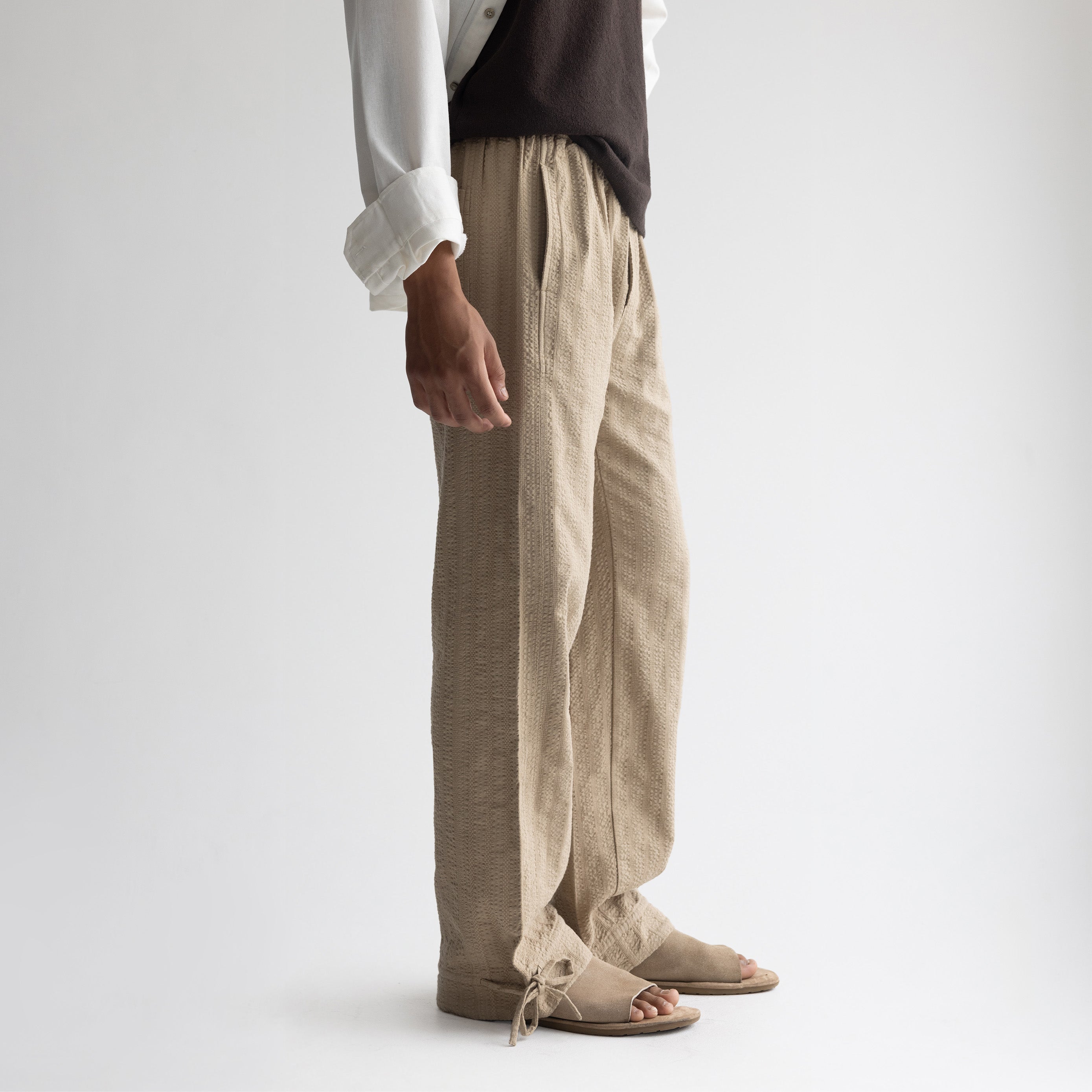 SEER SUCKER PYJAMA - KHAKI