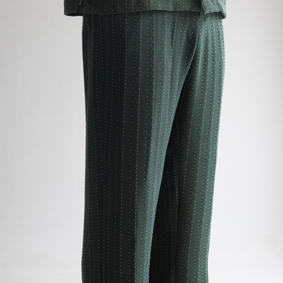 PINSTRIPE YAMAZAKI PANTS - FOREST GREEN