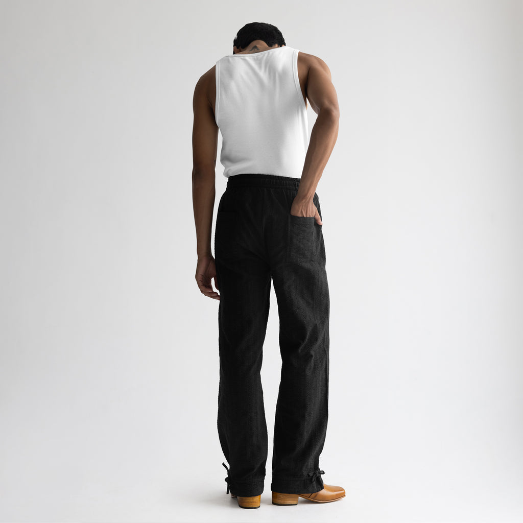 SEER SUCKER PYJAMA - BLACK