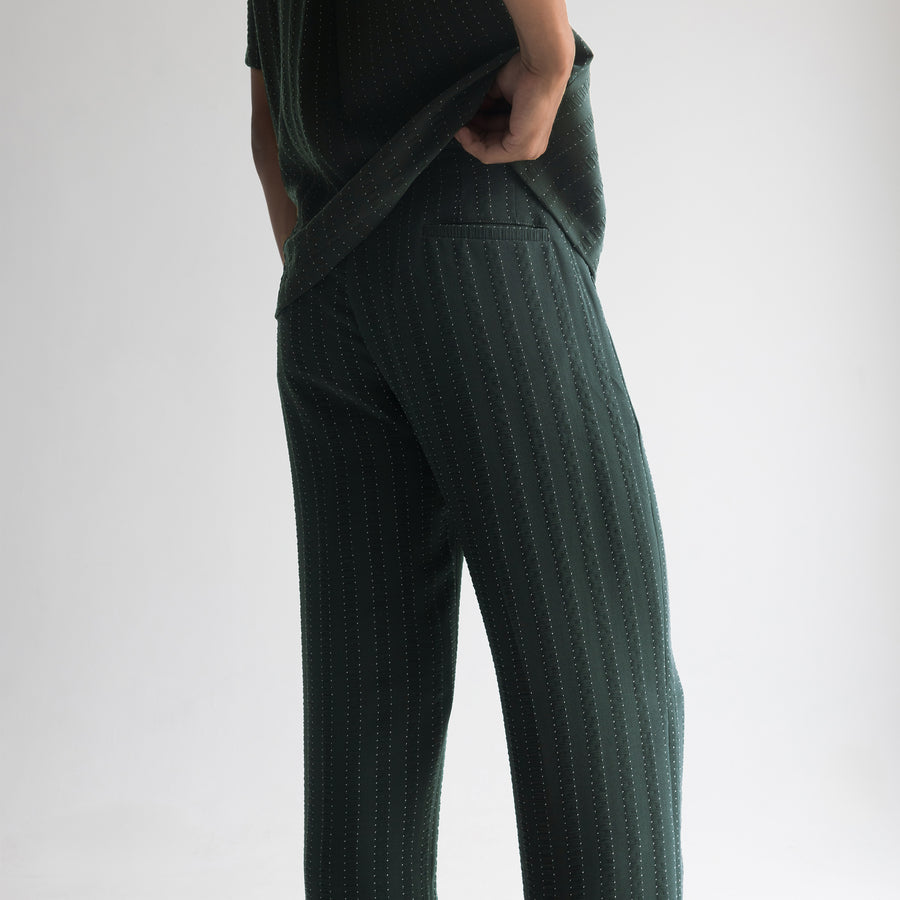 PINSTRIPE YAMAZAKI PANTS - FOREST GREEN