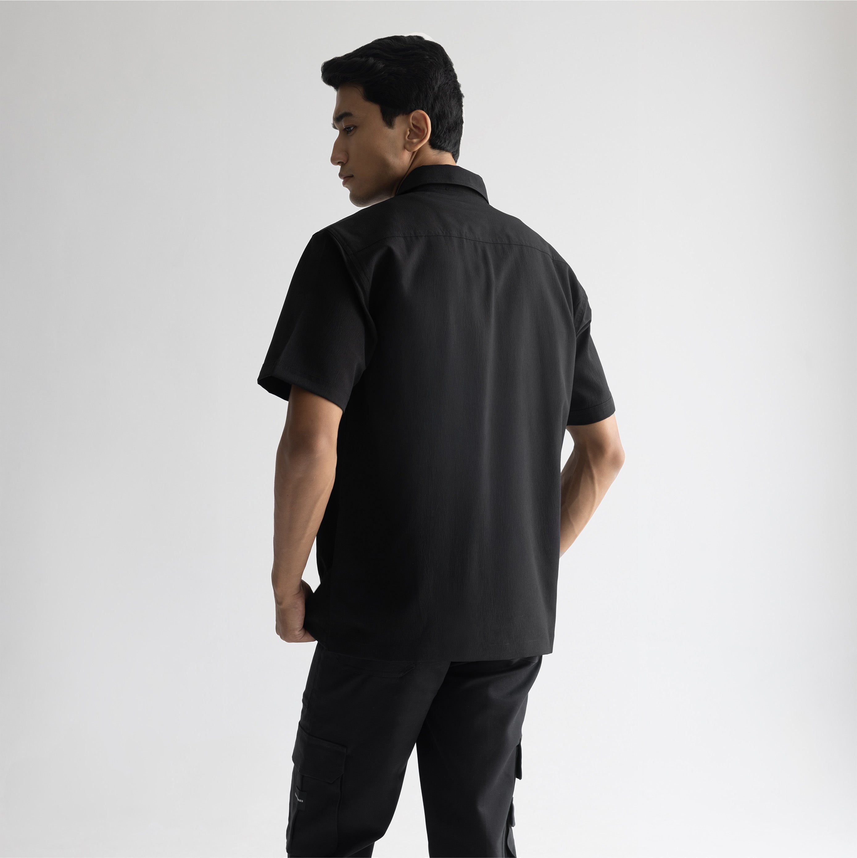 CRINKLE SHIRT - JET BLACK