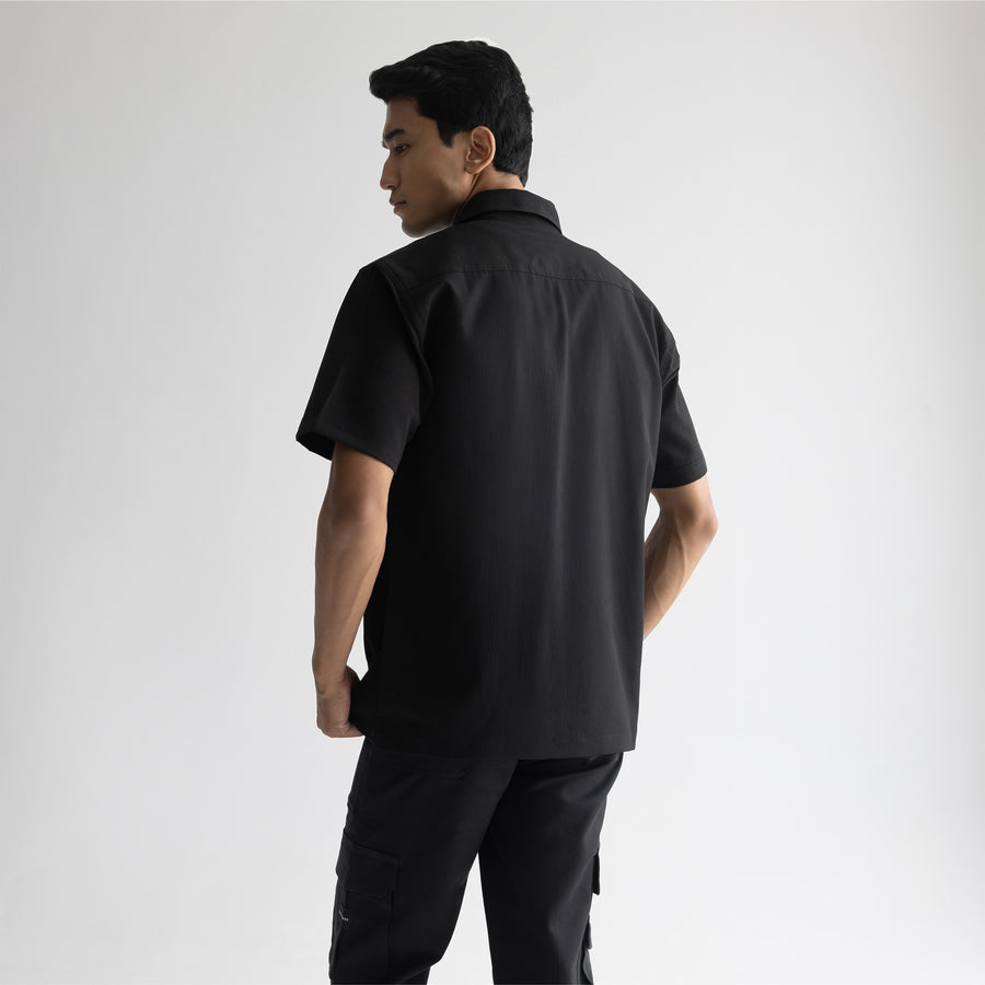 CRINKLE SHIRT- JET BLACK