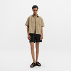 TWO TONED TWISTED YARN SHIRT - BAMBOO GREEN