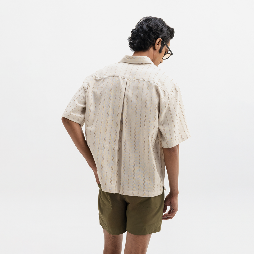 TWO TONED TWISTED YARN SHIRT - SANDALWOOD