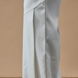 PLEATED ARCH CUT PANTS- PEARL WHITE