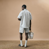 CROSS CUT STRIPE SHIRT- ICE BLUE