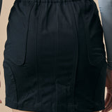 WARPED PANEL SKIRT- CARBON BLACK