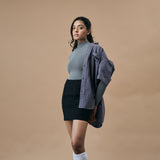 WARPED PANEL SKIRT- CARBON BLACK