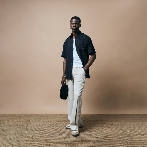 CABLE KNIT SHIRT- SPACE BLACK