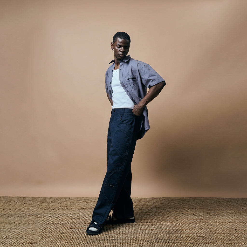 WARPED PANEL SHIRT - MOON GREY