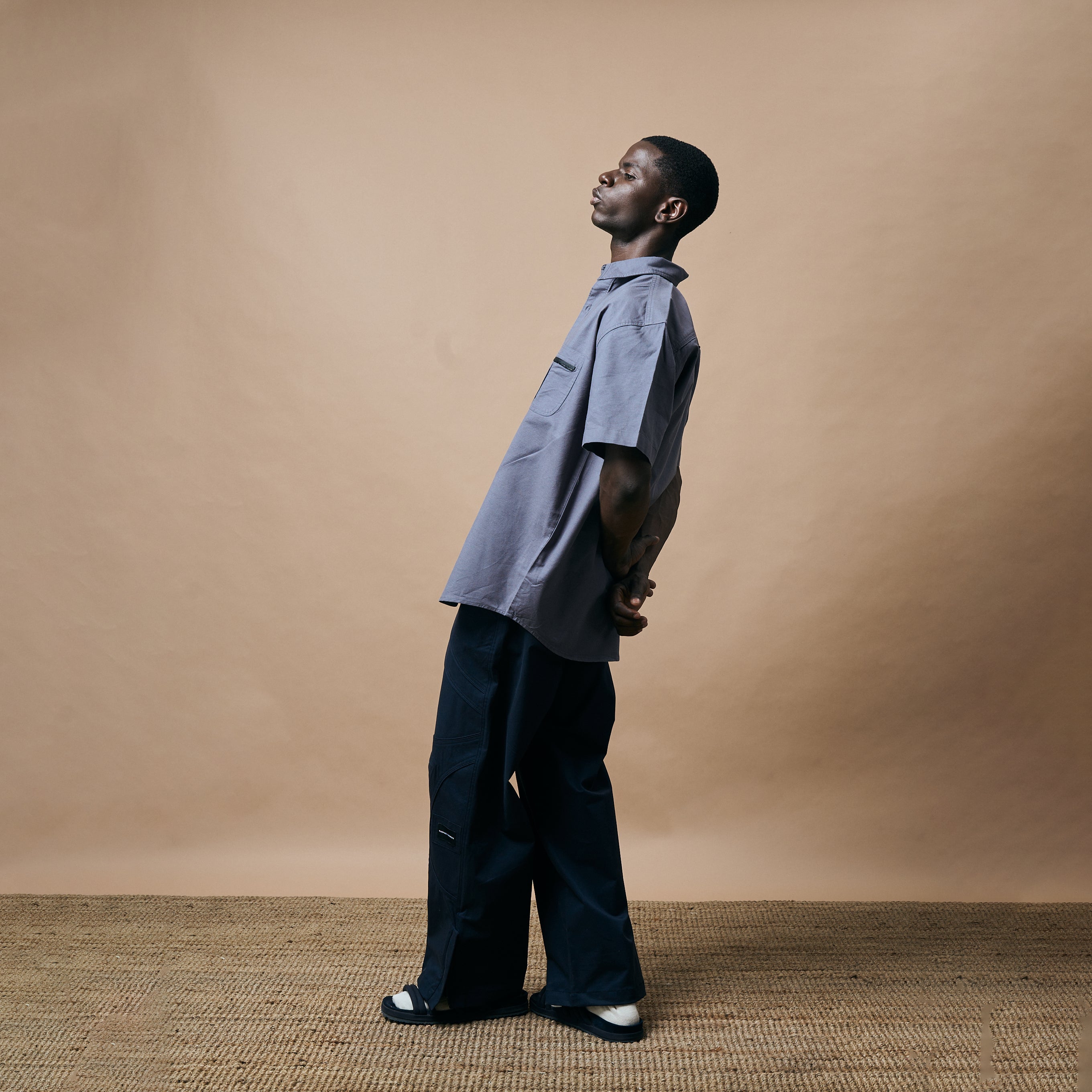 WARPED PANEL SHIRT - MOON GREY