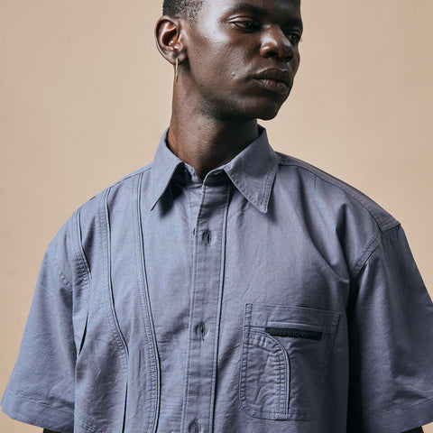WARPED PANEL SHIRT- MOON GREY