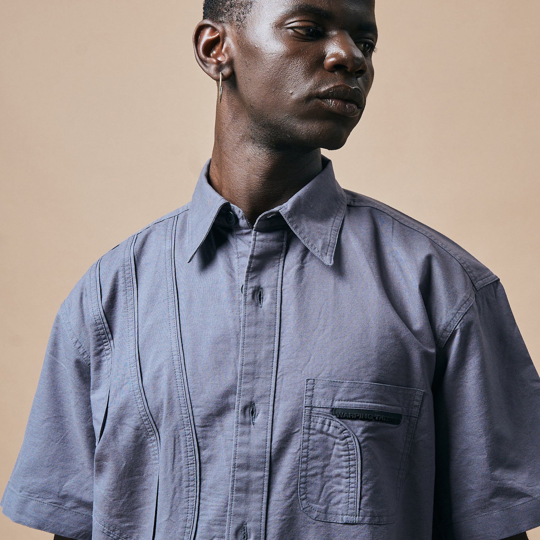 WARPED PANEL SHIRT- MOON GREY