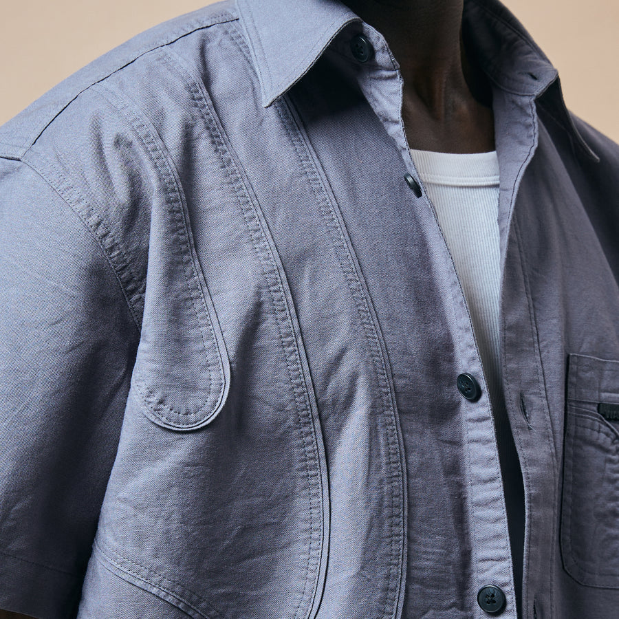 WARPED PANEL SHIRT- MOON GREY