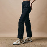 WARPED CUT HIGH RISE STRAIGHT LEG PANTS- CARBON BLACK