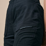 WARPED CUT HIGH RISE STRAIGHT LEG PANTS- CARBON BLACK