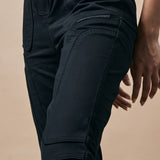 WARPED CUT HIGH RISE STRAIGHT LEG PANTS- CARBON BLACK