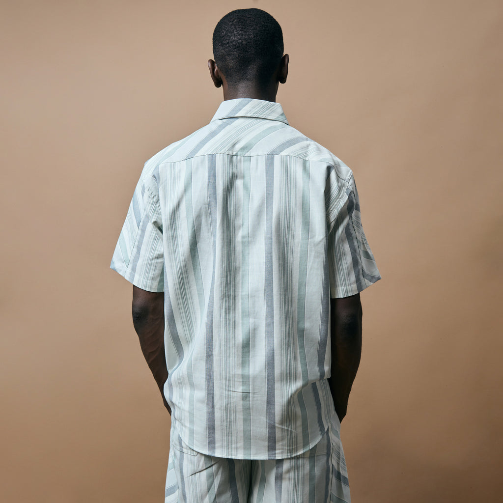 CROSS CUT STRIPE SHORTS- SEA FOAM