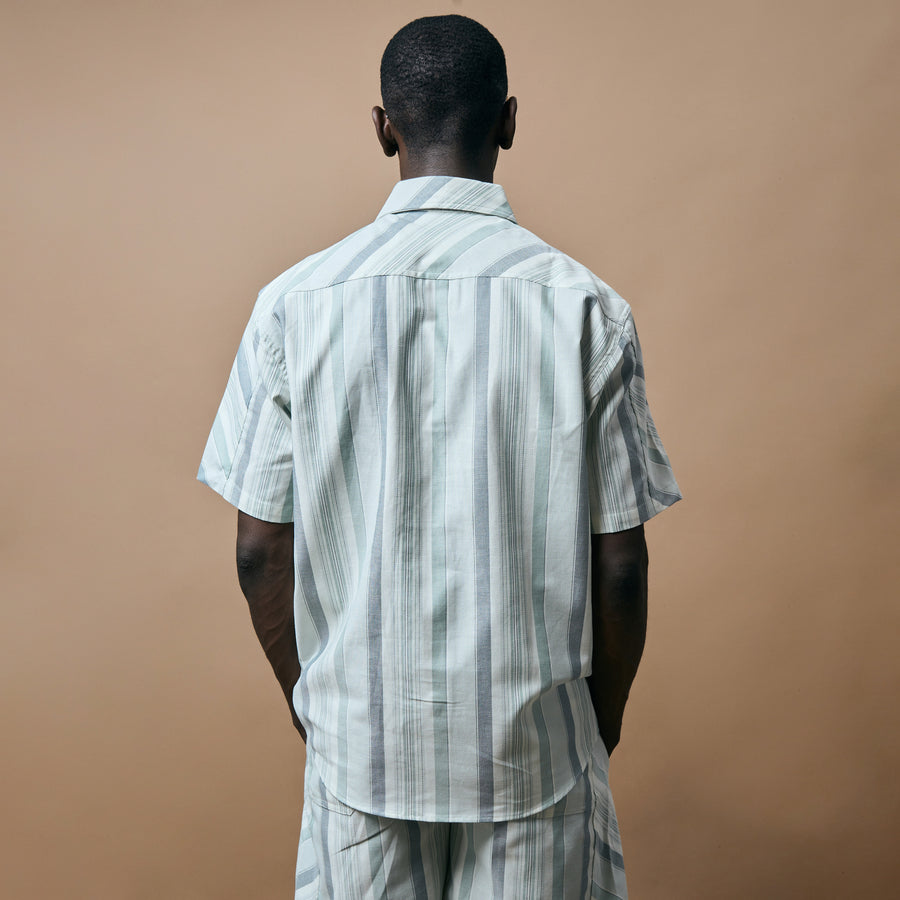 CROSS CUT STRIPE SHORTS- SEA FOAM