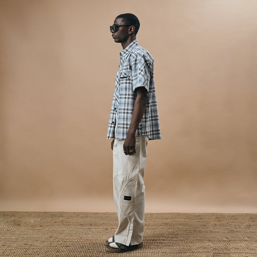 CROSS CUT CHECKS SHIRT- JADED BLUE