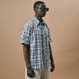 CROSS CUT CHECKS SHIRT- JADED BLUE