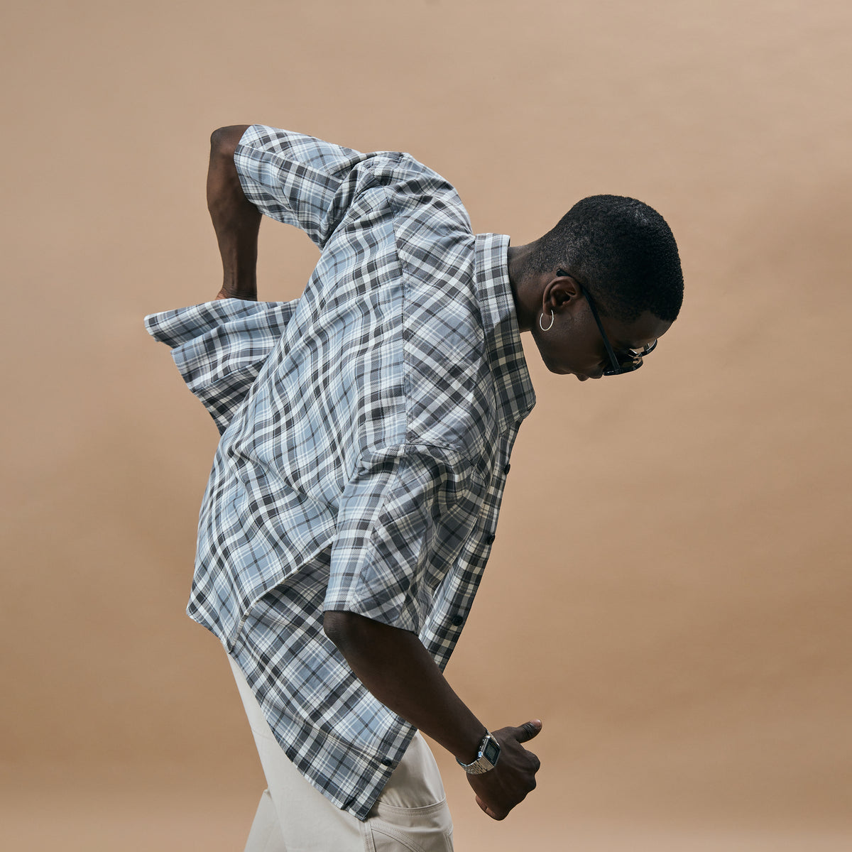 CROSS CUT CHECKS SHIRT- JADED BLUE