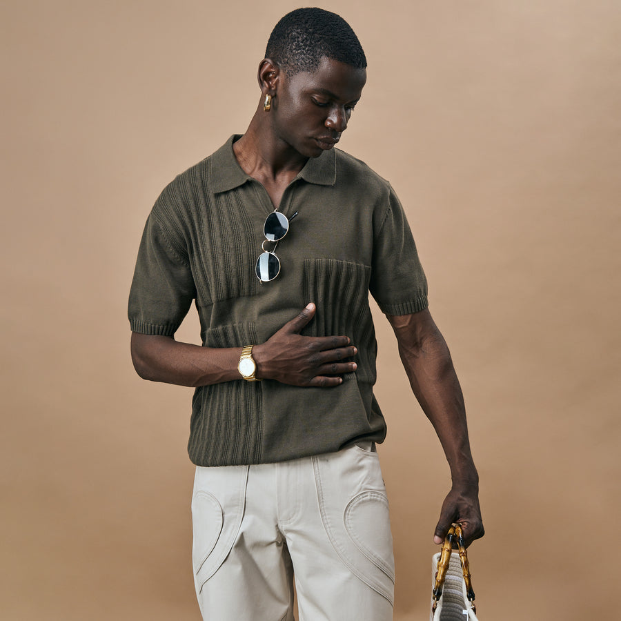 OLD MONEY POLO T SHIRT - DARK SAGE