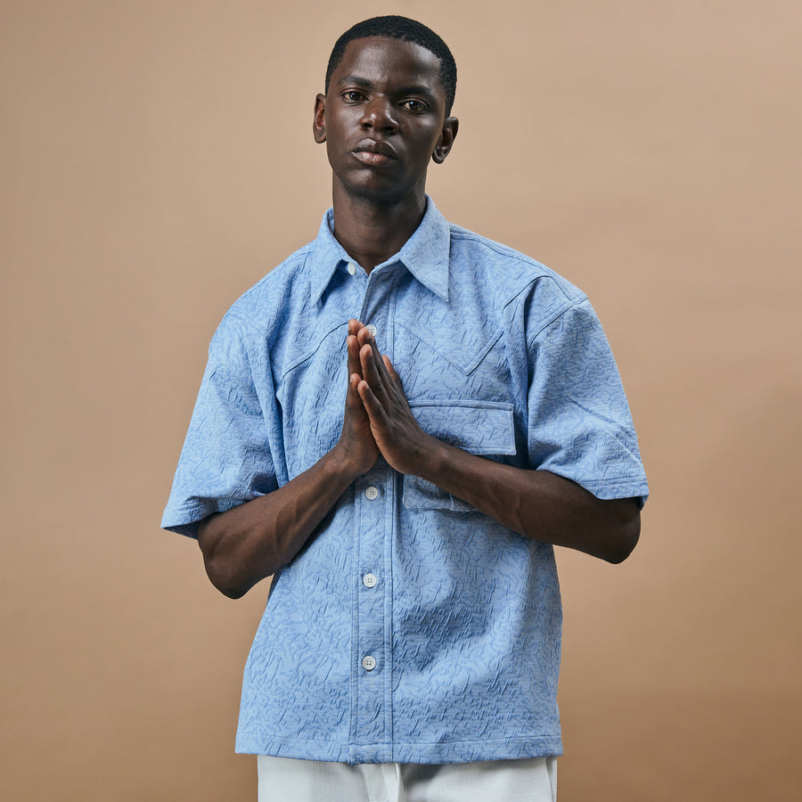 CRUSHED JACQUARD KNIT-BLUE SPRING