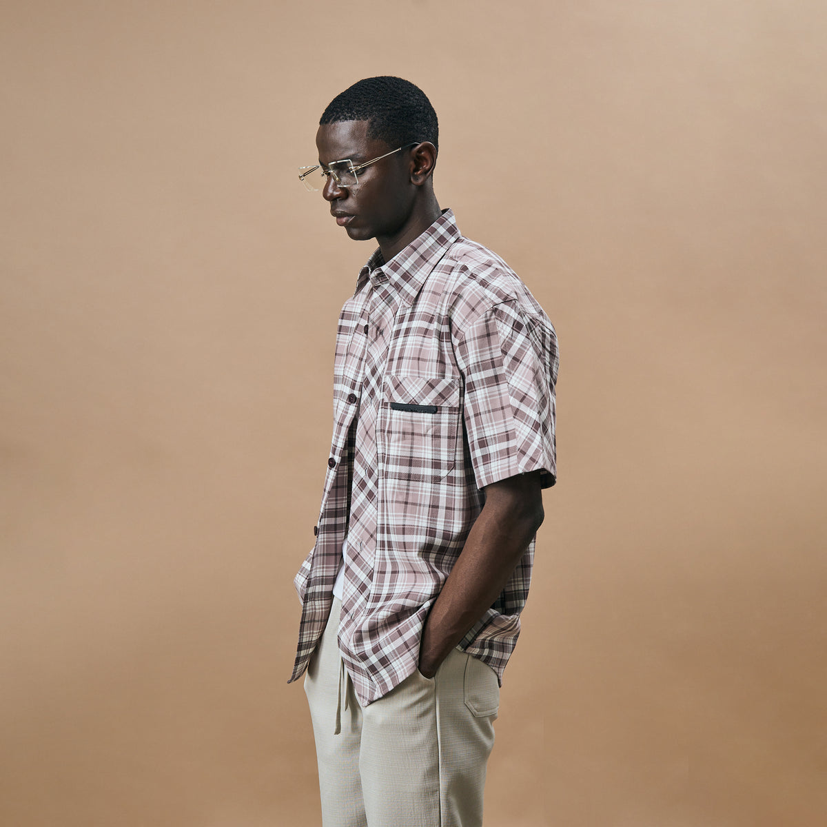 CROSS CUT CHECKS SHIRT- SMUDGED PLUM