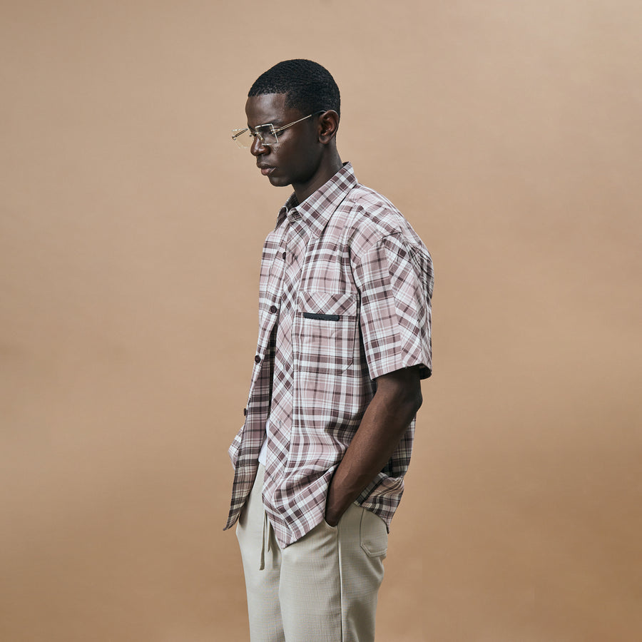 CROSS CUT CHECKS SHIRT- SMUDGED PLUM