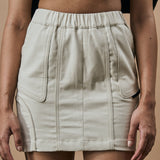 WARPED PANEL SKIRT- OAT CREAM