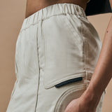 WARPED PANEL SKIRT- OAT CREAM