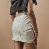 WARPED PANEL SKIRT- OAT CREAM