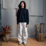 KNITTED CREW NECK JUMPER - RICH BLACK