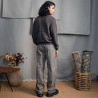 KNITTED CREW NECK JUMPER - ASH WOOD