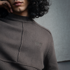 KNITTED CREW NECK JUMPER - ASH WOOD