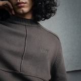 KNITTED CREW NECK JUMPER - ASH WOOD