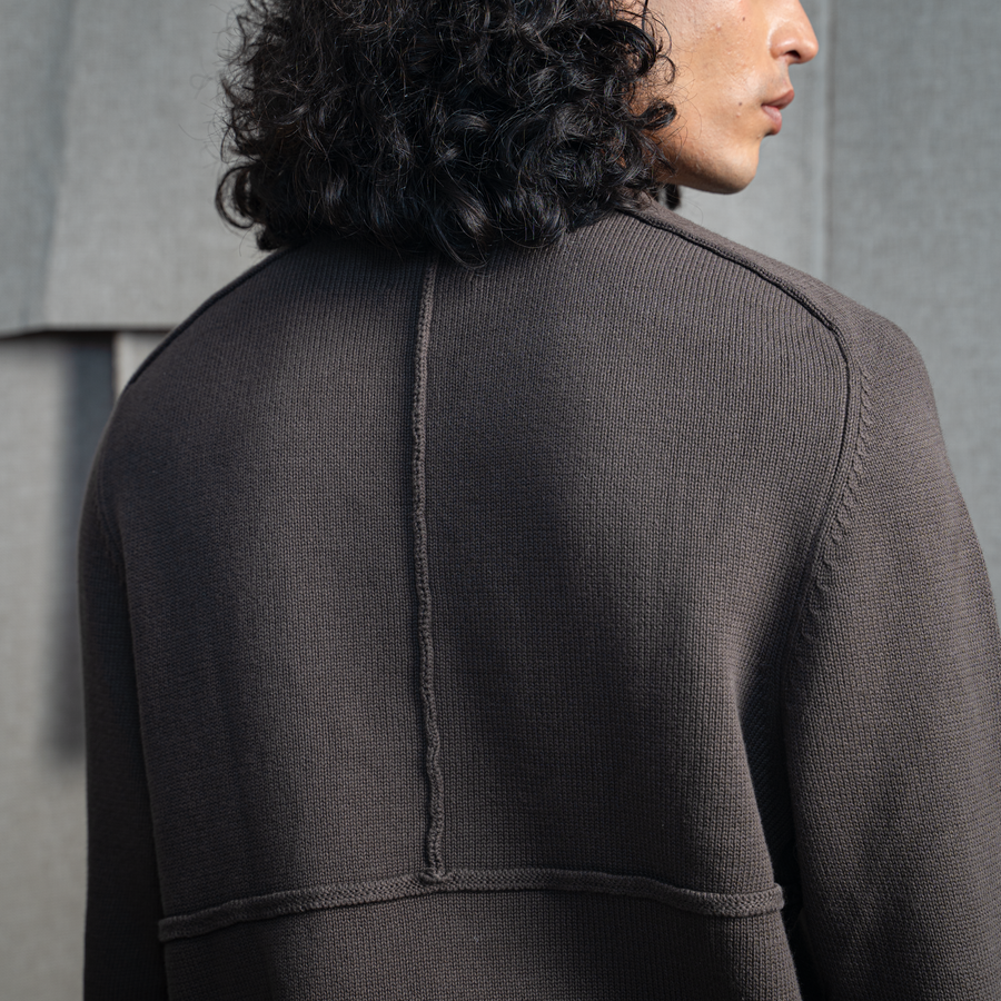 KNITTED CREW NECK JUMPER - ASH WOOD