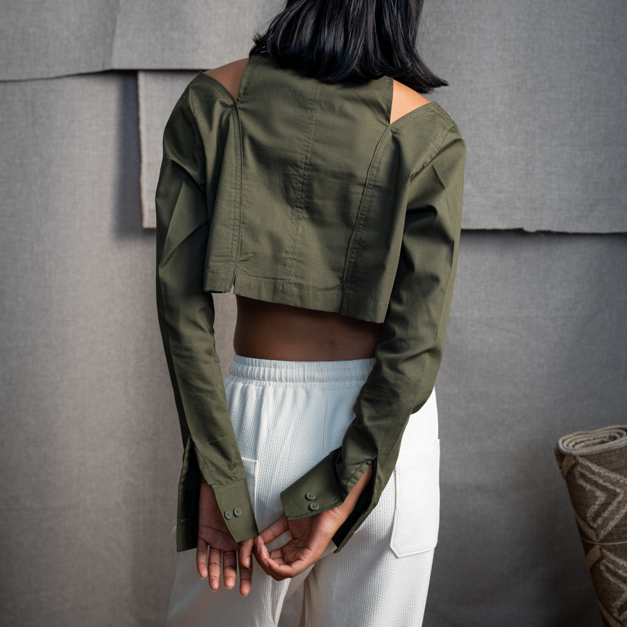 HIGH-LOW SHIRT- MOSS