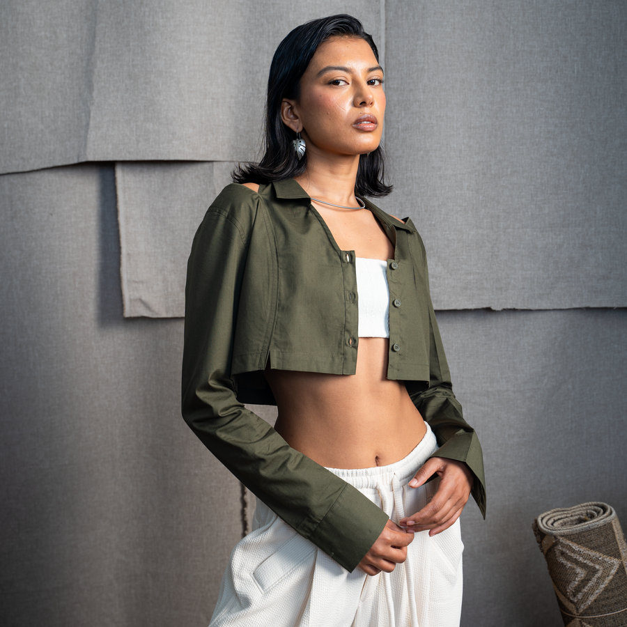 HIGH-LOW SHIRT- MOSS