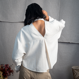 CUT OUT YOKE SHIRT- CASHEW