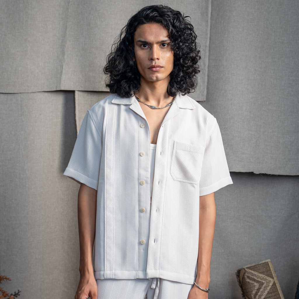 BMW CUBAN COLLAR SHIRT - VANILLA CREAM