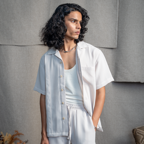 BMW CUBAN COLLAR SHIRT- VANILLA CREAM