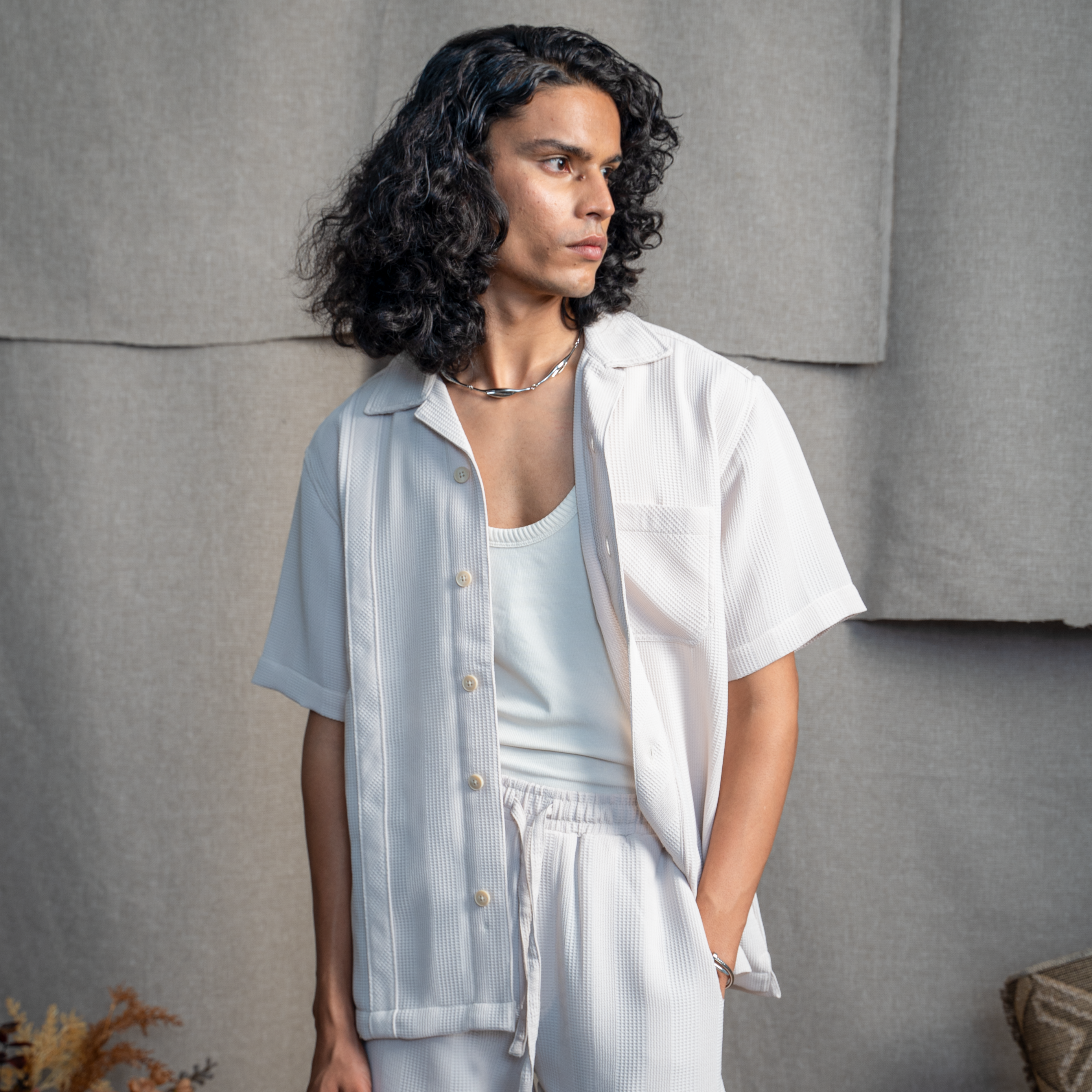 BMW CUBAN COLLAR SHIRT - VANILLA CREAM