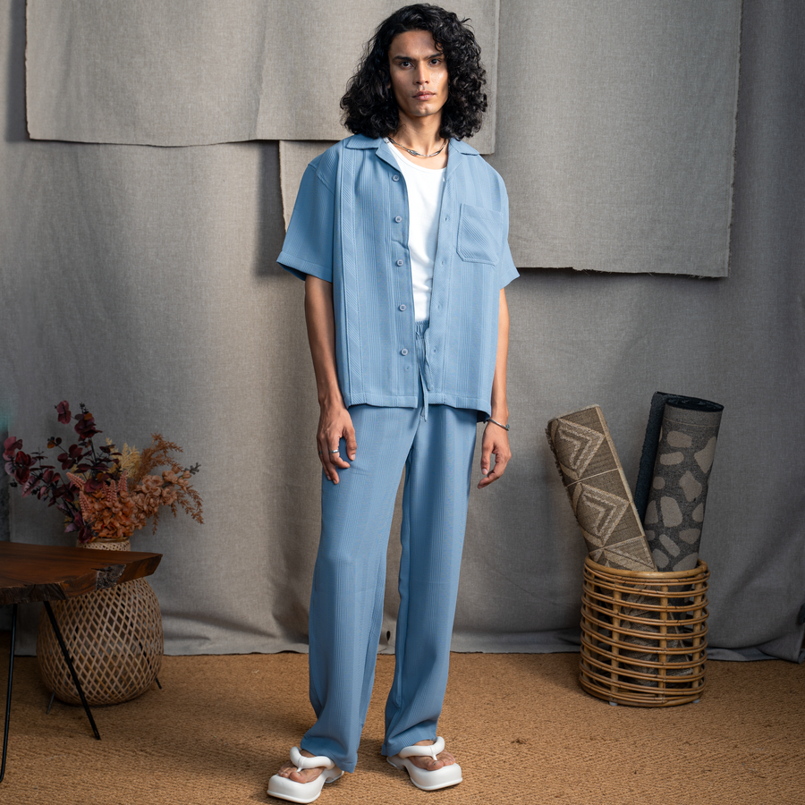 BMW CUBAN COLLAR SHIRT- CLUB BLUE