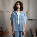 BMW CUBAN COLLAR SHIRT - CLUB BLUE