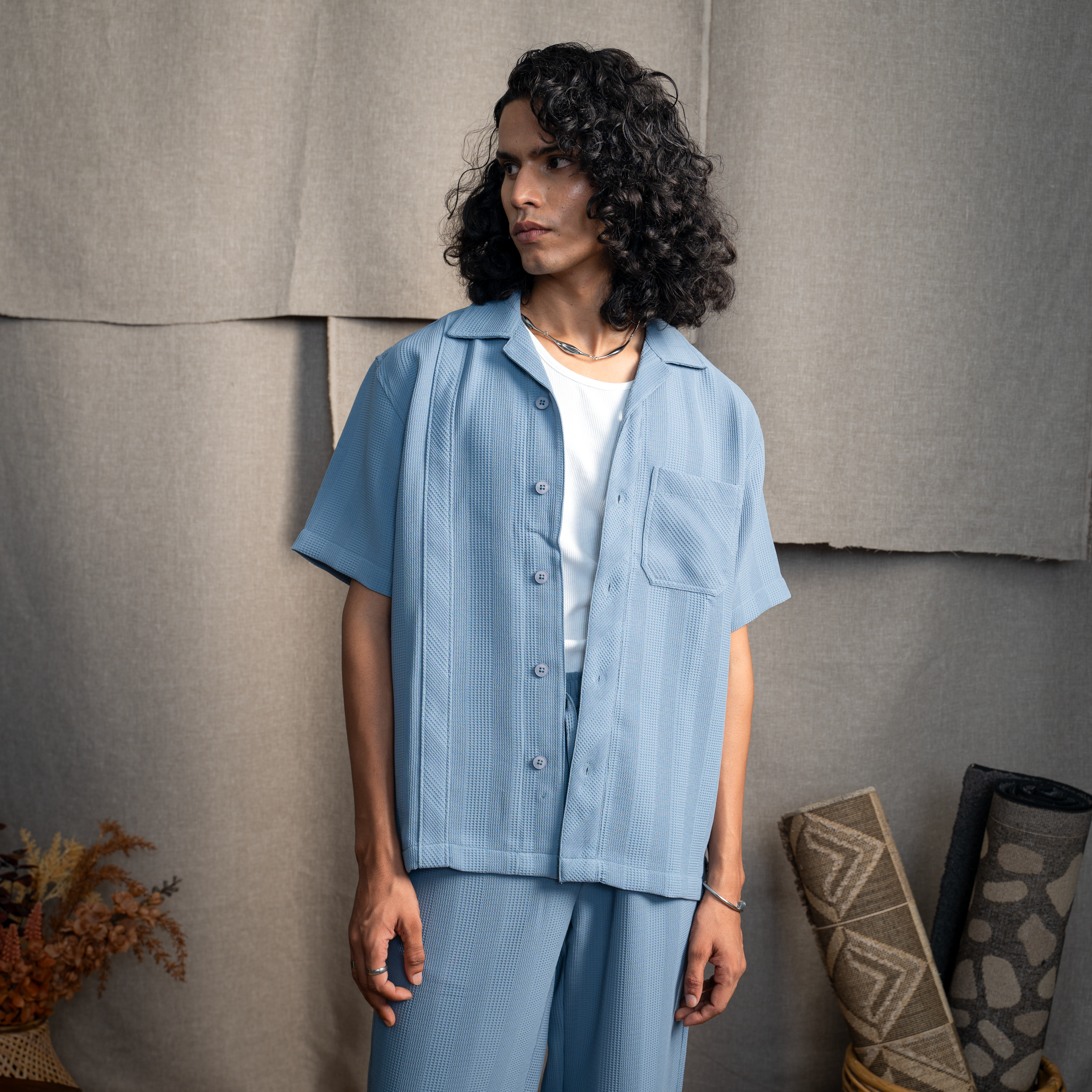 BMW CUBAN COLLAR SHIRT - CLUB BLUE
